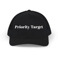 Priority Target Trucker Cap — Distressed Text Snapback Hat