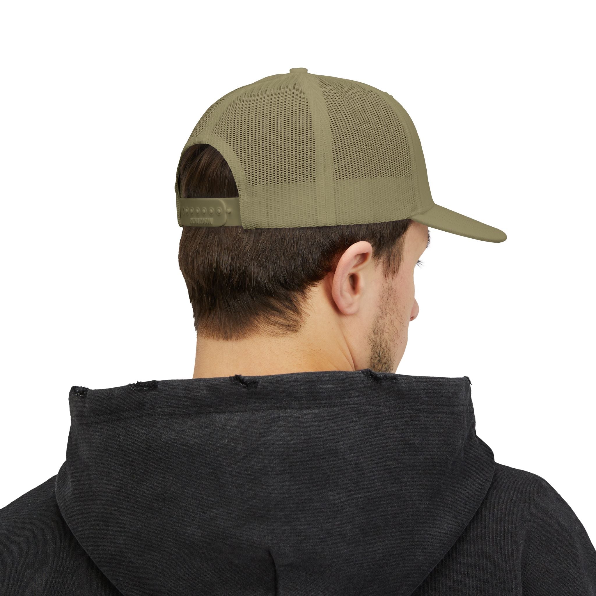 Priority Target Trucker Cap — Distressed Text Snapback Hat