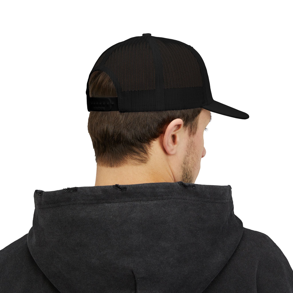 Priority Target Trucker Cap — Distressed Text Snapback Hat