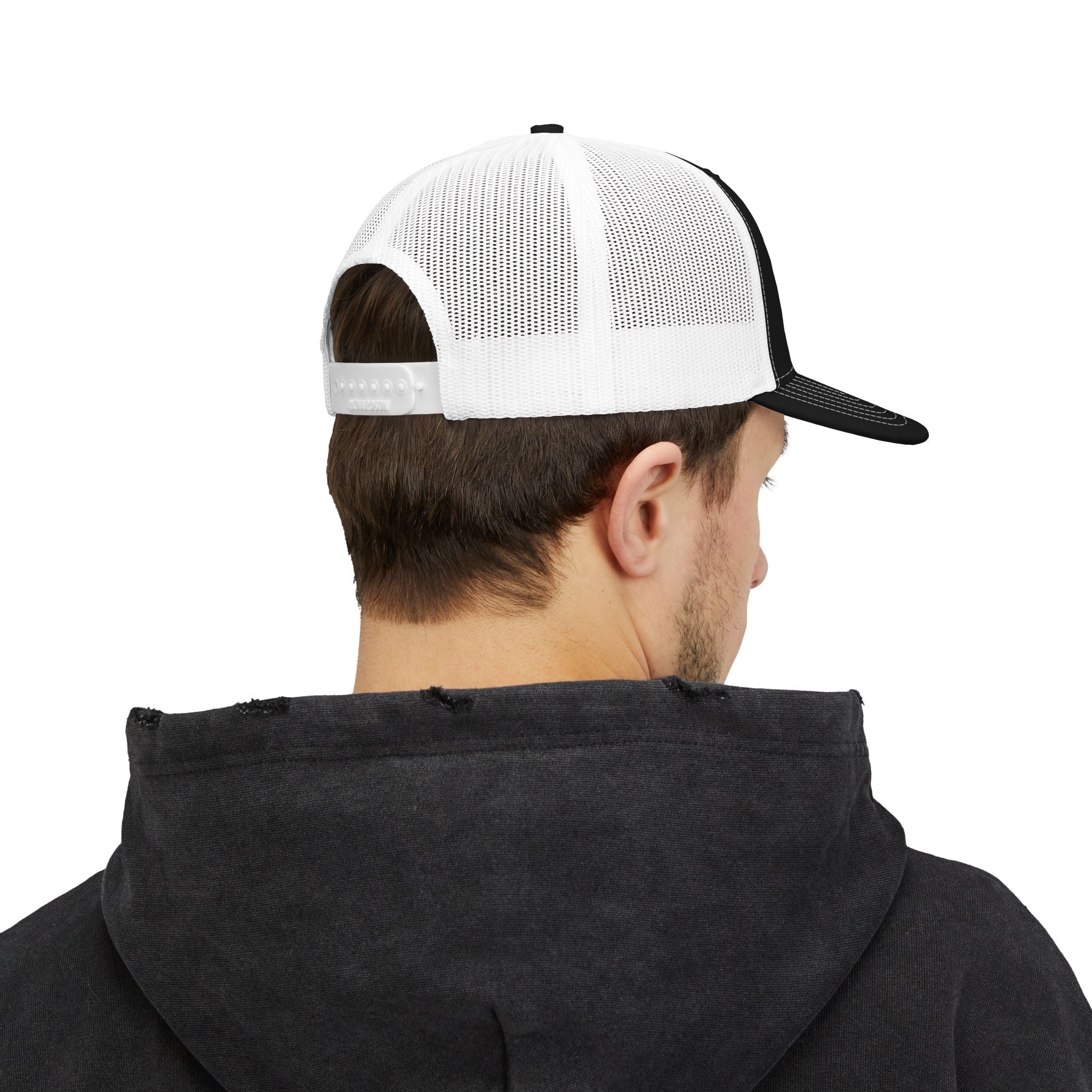 Priority Target Trucker Cap — Distressed Text Snapback Hat