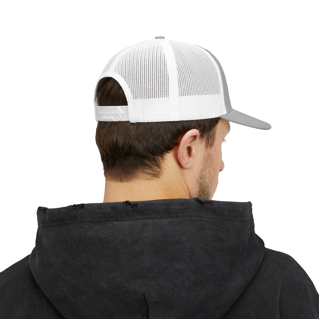 Priority Target Trucker Cap — Distressed Text Snapback Hat