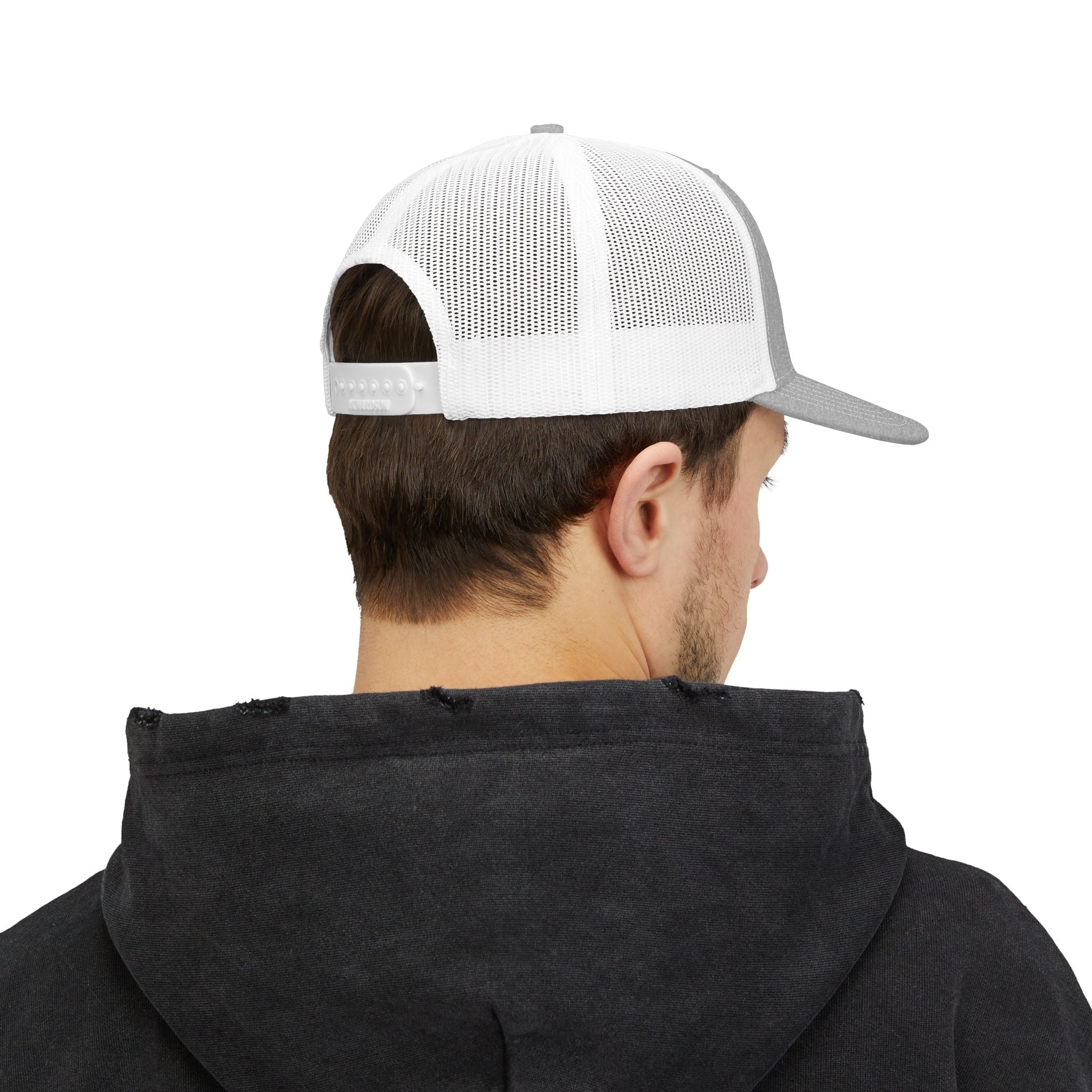 Priority Target Trucker Cap — Distressed Text Snapback Hat